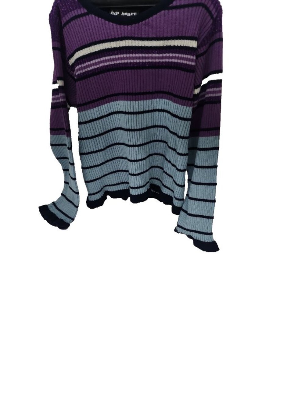 Hip Heart Girl's Sweater Blue Purple Striped Size Medium (5-6) NWOT !!!